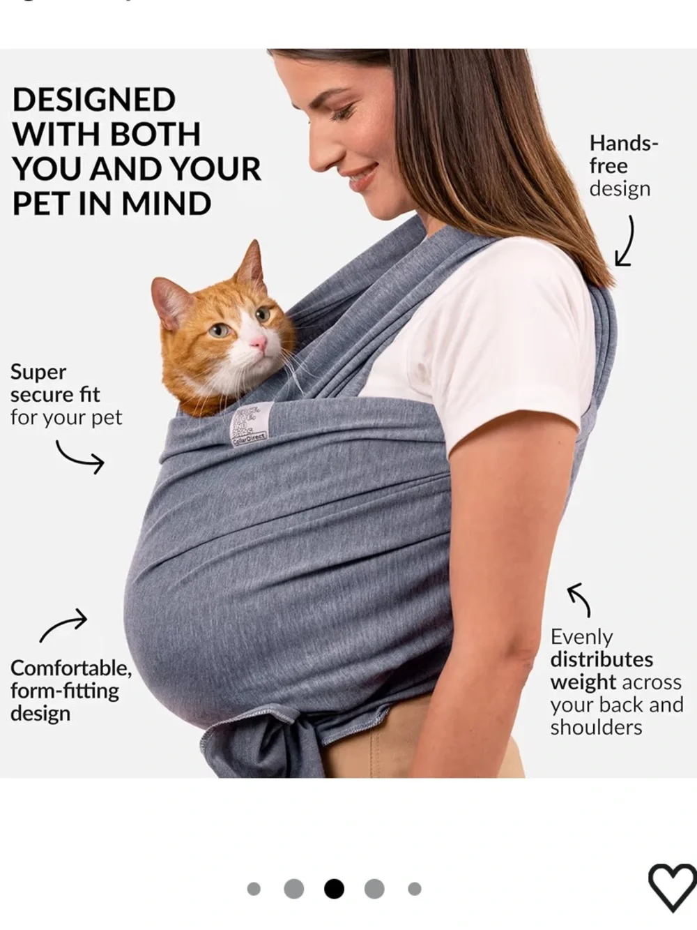 NWOT GRAY Cat Dog Carrier Hands-Free Pet Wrap